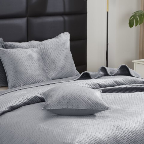 Narzuta welurowa 240x220 Maya szara geometryczna krzyżyki I24 Narzuta welurowa 240x220 Maya szara geometryczna krzyżyki I24