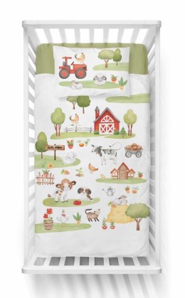 Pościel bawełniana 100x135 4999 A Farma biała zielona poszewka 40x60 Mayamoo 22