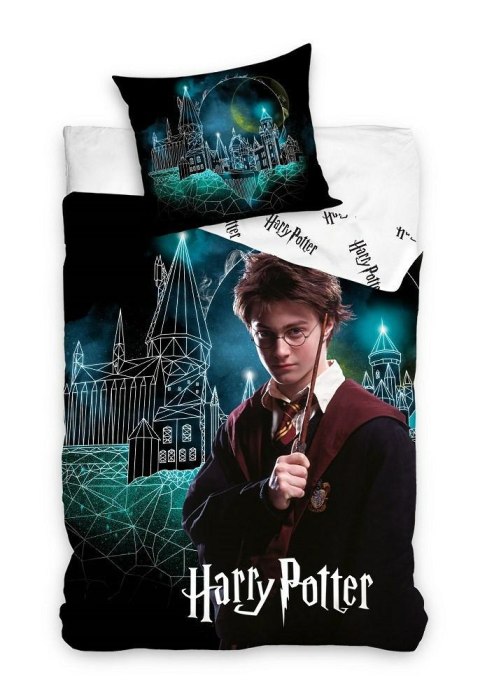 Pościel bawełniana 140x200 Harry Potter turkusowa czarna C24 Pościel bawełniana 140x200 Harry Potter turkusowa czarna C24
