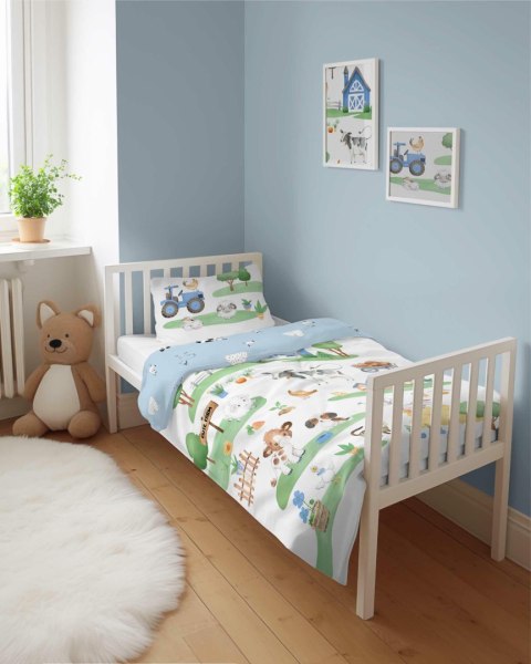 Pościel bawełniana 90x120 4999 B Farma biała niebieska zielona poszewka 40x60 Mayamoo 22 Pościel bawełniana 90x120 4999 B Farma biała niebieska zielona poszewka 40x60 Mayamoo 22
