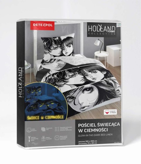 Pościel świecąca w ciemności 140x200 Anime Boy Girl czarna biała 5207 A Fluo 40 Pościel świecąca w ciemności 140x200 Anime Boy Girl czarna biała 5207 A Fluo 40