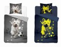 Pościel świecąca w ciemności 160x200 Pies piłka grafitowa szara biała 5205 A Fluo 40 Pościel świecąca w ciemności 160x200 Pies piłka grafitowa szara biała 5205 A Fluo 40