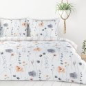Pościel z mikrowłókna 160x200 Lea 10 kwiaty liście biała beżowa szara D91 Pościel z mikrowłókna 160x200 Lea 10 kwiaty liście biała beżowa szara D91