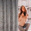 Zasłona 140x270 Selena srebrna złota gałązki gotowa na taśmie Eurofirany Zasłona 140x270 Selena srebrna złota gałązki gotowa na taśmie Eurofirany