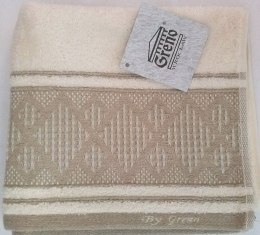 Linen ręcznik 50x90 geometria kremowo beżowy romby Greno