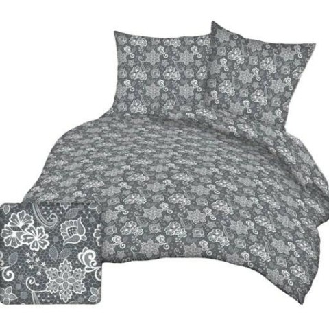 Pościel z kory 160x200 wzór 173 szara w białe kwiatki na guziki 100% bawełna gruba Pościel z kory 160x200 wzór 173 szara w białe kwiatki na guziki 100% bawełna gruba