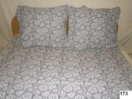 Pościel z kory 160x200 wzór 173 szara w białe kwiatki na guziki 100% bawełna gruba