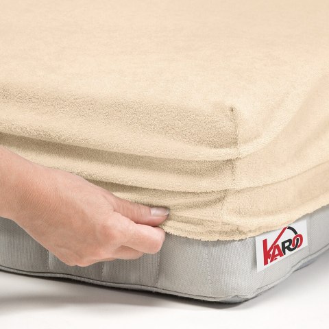 Prześcieradło frotte z gumką 120x200 beżowe jasne 008 grube 200g/m2 KARO Prześcieradło frotte z gumką 120x200 beżowe jasne 008 grube 200g/m2 KARO