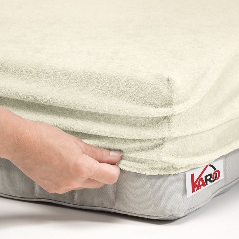 Prześcieradło frotte z gumką 120x200 ekri 002 grube 200g/m2 KARO Prześcieradło frotte z gumką 120x200 ekri 002 grube 200g/m2 KARO