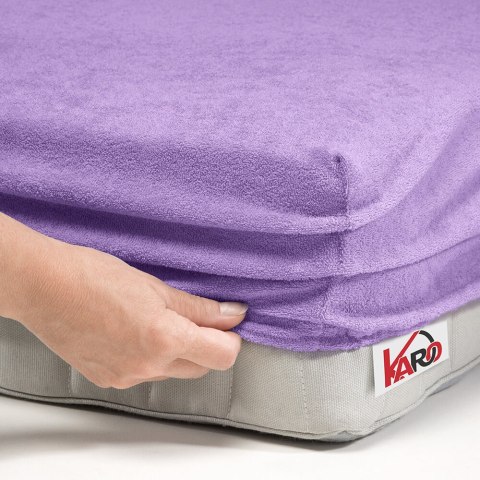 Prześcieradło frotte z gumką 120x200 fioletowe 022 grube 200g/m2 KARO Prześcieradło frotte z gumką 120x200 fioletowe 022 grube 200g/m2 KARO