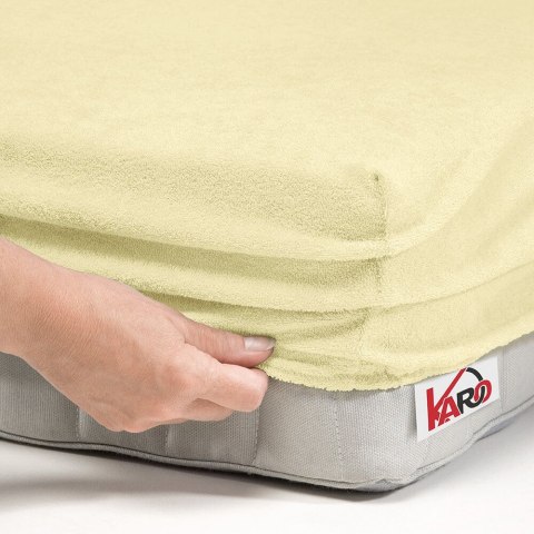 Prześcieradło frotte z gumką 120x200 kremowe 003 grube 200g/m2 KARO Prześcieradło frotte z gumką 120x200 kremowe 003 grube 200g/m2 KARO