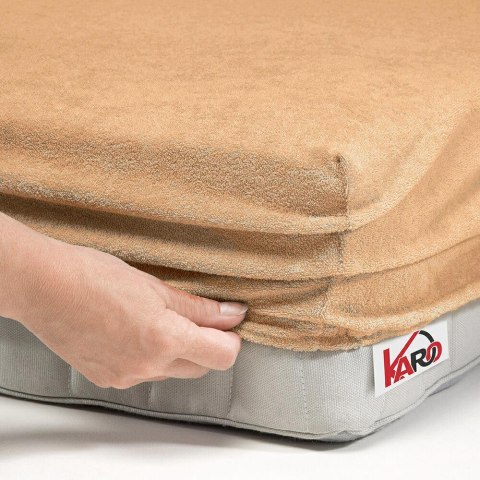 Prześcieradło frotte z gumką 160x200 beżowe ciemne 010 grube 200g/m2 KARO Prześcieradło frotte z gumką 160x200 beżowe ciemne 010 grube 200g/m2 KARO