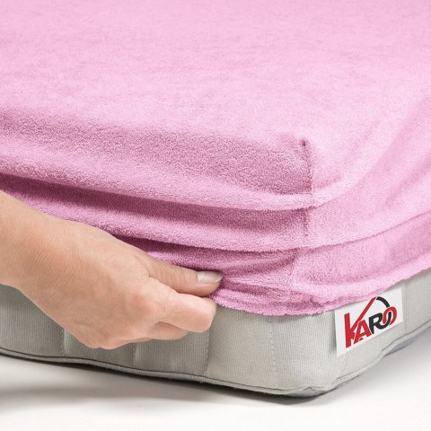 Prześcieradło frotte z gumką 200x220 różowe jasne 018 grube 200g/m2 KARO Prześcieradło frotte z gumką 200x220 różowe jasne 018 grube 200g/m2 KARO
