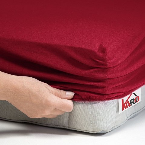 Prześcieradło jersey z gumką 120x200 bordowe 026 grube 150g/m2 KARO Prześcieradło jersey z gumką 120x200 bordowe 026 grube 150g/m2 KARO
