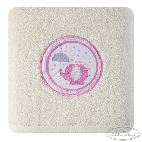 Ręcznik dziecięcy 50x90 Baby 19 kremowy różowy słonik 500 gsm Eurofirany Ręcznik dziecięcy 50x90 Baby 19 kremowy różowy słonik 500 gsm Eurofirany