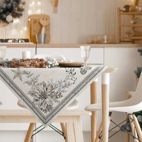 Obrus 100x100 gobelinowy popielaty srebrny świąteczny Eurofirany Obrus 100x100 gobelinowy popielaty srebrny świąteczny Eurofirany