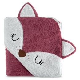 Okrycie kąpielowe 100x100 Baby 70 różowy lisek ręcznik z kapturkiem 350 g/m2 Eurofirany