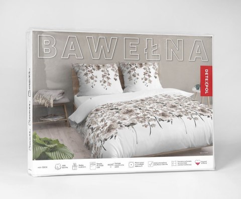 Pościel bawełniana 140x200 biała beżowa ciemna kwiatki 5252 B Bawełna 48 Pościel bawełniana 140x200 biała beżowa ciemna kwiatki 5252 B Bawełna 48