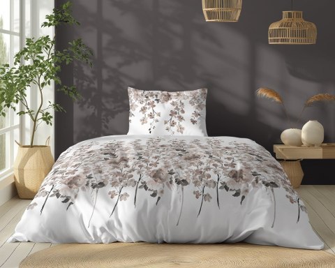 Pościel bawełniana 140x200 biała beżowa ciemna kwiatki 5252 B Bawełna 48 Pościel bawełniana 140x200 biała beżowa ciemna kwiatki 5252 B Bawełna 48