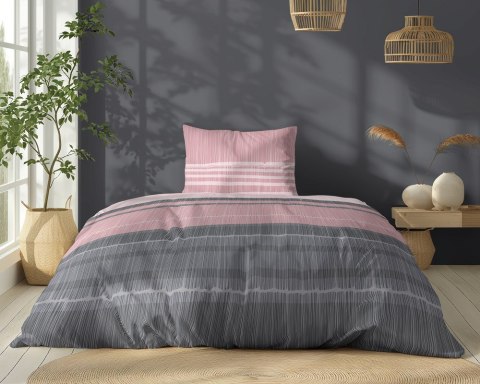 Pościel bawełniana 140x200 różowa grafitowa pudrowa pasy 5245 B Bawełna 48 Pościel bawełniana 140x200 różowa grafitowa pudrowa pasy 5245 B Bawełna 48