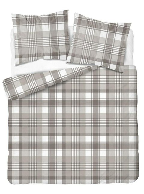 Pościel bawełniana 160x200 beżowa biała kratka 5246 B Bawełna 48 Pościel bawełniana 160x200 beżowa biała kratka 5246 B Bawełna 48
