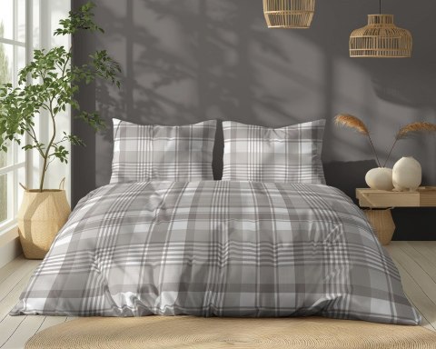 Pościel bawełniana 220x200 beżowa biała kratka 5246 B Bawełna 48 Pościel bawełniana 220x200 beżowa biała kratka 5246 B Bawełna 48