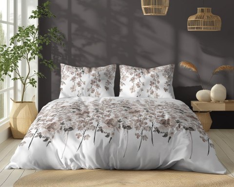 Pościel bawełniana 220x200 biała beżowa ciemna kwiatki 5252 B Bawełna 48 Pościel bawełniana 220x200 biała beżowa ciemna kwiatki 5252 B Bawełna 48