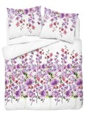 Pościel bawełniana 220x200 biała fioletowa kwiatki 5252 A Bawełna 48 Pościel bawełniana 220x200 biała fioletowa kwiatki 5252 A Bawełna 48