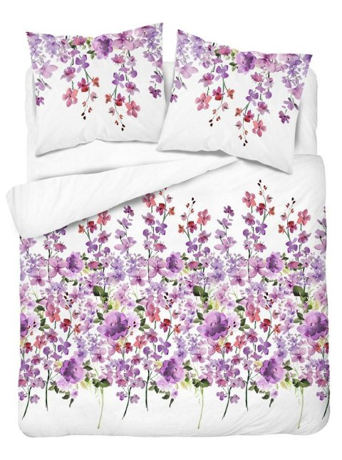 Pościel bawełniana 220x200 biała fioletowa kwiatki 5252 A Bawełna 48 Pościel bawełniana 220x200 biała fioletowa kwiatki 5252 A Bawełna 48