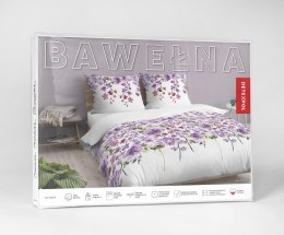 Pościel bawełniana 220x200 biała fioletowa kwiatki 5252 A Bawełna 48