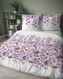 Pościel bawełniana 220x200 biała fioletowa kwiatki 5252 A Bawełna 48 Pościel bawełniana 220x200 biała fioletowa kwiatki 5252 A Bawełna 48