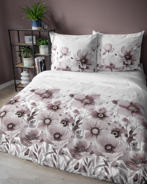 Pościel bawełniana 220x200 biała różowa kwiaty 5249 B Bawełna 48 Pościel bawełniana 220x200 biała różowa kwiaty 5249 B Bawełna 48