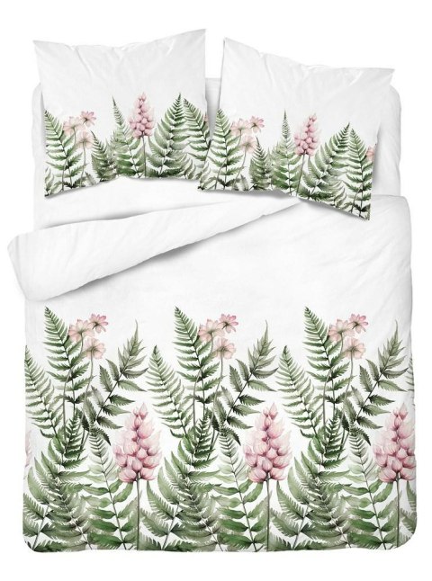 Pościel bawełniana 220x200 biała zielona paprocie kwiaty 5248 A Bawełna 48 Pościel bawełniana 220x200 biała zielona paprocie kwiaty 5248 A Bawełna 48