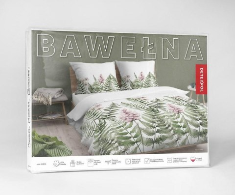 Pościel bawełniana 220x200 biała zielona paprocie kwiaty 5248 A Bawełna 48 Pościel bawełniana 220x200 biała zielona paprocie kwiaty 5248 A Bawełna 48