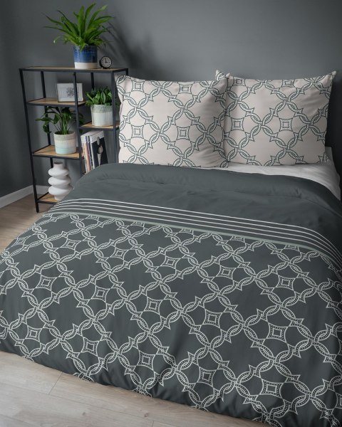 Pościel bawełniana 220x200 grafitowa kremowa zielona ciemna geometria 5251 A Bawełna 48 Pościel bawełniana 220x200 grafitowa kremowa zielona ciemna geometria 5251 A Bawełna 48