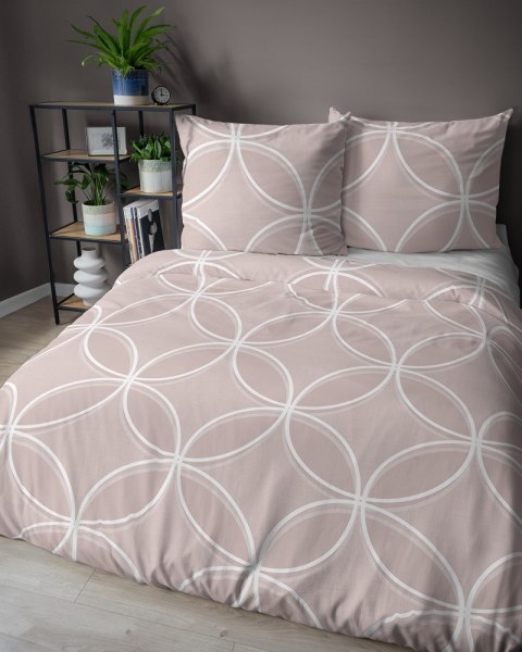 Pościel bawełniana 220x200 różowa biała geometria 5247 B Bawełna 48 Pościel bawełniana 220x200 różowa biała geometria 5247 B Bawełna 48