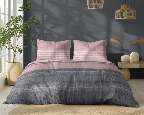 Pościel bawełniana 220x200 różowa grafitowa pudrowa pasy 5245 B Bawełna 48 Pościel bawełniana 220x200 różowa grafitowa pudrowa pasy 5245 B Bawełna 48