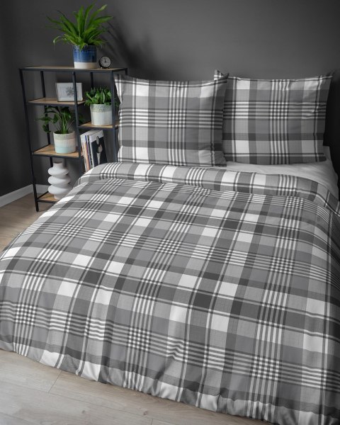 Pościel bawełniana 220x200 szara grafitowa biała kratka 5246 A Bawełna 48 Pościel bawełniana 220x200 szara grafitowa biała kratka 5246 A Bawełna 48