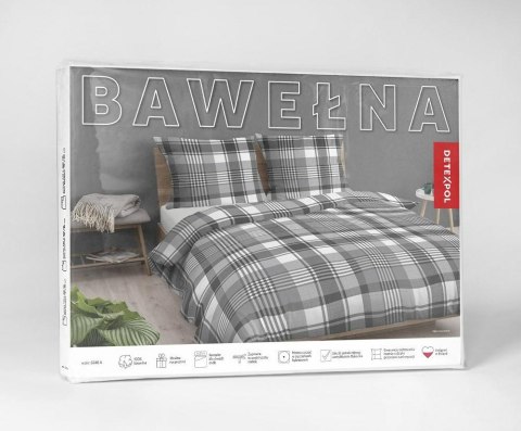 Pościel bawełniana 220x200 szara grafitowa biała kratka 5246 A Bawełna 48 Pościel bawełniana 220x200 szara grafitowa biała kratka 5246 A Bawełna 48