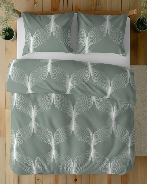 Pościel bawełniana 220x200 zielona biała geometria 5253 B Bawełna 48 Pościel bawełniana 220x200 zielona biała geometria 5253 B Bawełna 48