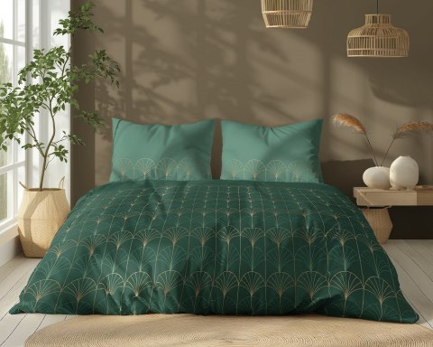 Pościel bawełniana 220x200 zielona butelkowa złota geometria 5244 B Bawełna 48 Pościel bawełniana 220x200 zielona butelkowa złota geometria 5244 B Bawełna 48
