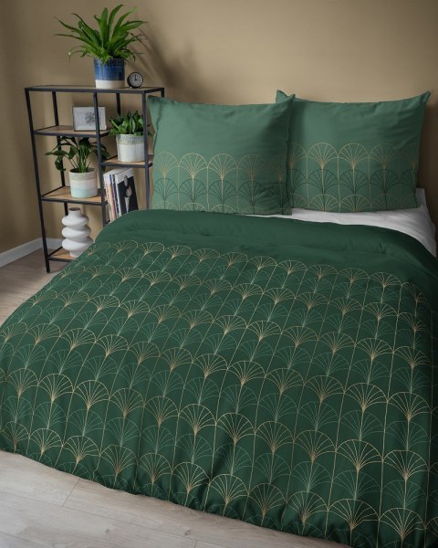 Pościel bawełniana 220x200 zielona butelkowa złota geometria 5244 B Bawełna 48 Pościel bawełniana 220x200 zielona butelkowa złota geometria 5244 B Bawełna 48