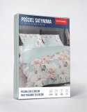 Pościel z mikrosatyny 160x200 miętowa różowa kwiaty liście 5347 A Micro 57 Pościel z mikrosatyny 160x200 miętowa różowa kwiaty liście 5347 A Micro 57