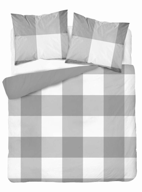 Pościel z mikrosatyny 220x200 szara biała kratka 5343 A Micro 57 Pościel z mikrosatyny 220x200 szara biała kratka 5343 A Micro 57