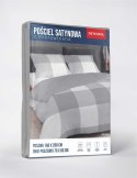 Pościel z mikrosatyny 220x200 szara biała kratka 5343 A Micro 57 Pościel z mikrosatyny 220x200 szara biała kratka 5343 A Micro 57