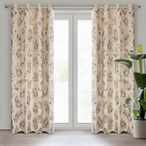 Zasłona 140x250 Gloria 2 beżowa szampańska liście welurowa Eurofirany Zasłona 140x250 Gloria 2 beżowa szampańska liście welurowa Eurofirany