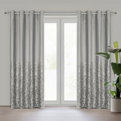 Zasłona 140x250 Tori srebrna złota gałązki gotowa na przelotkach Eurofirany Zasłona 140x250 Tori srebrna złota gałązki gotowa na przelotkach Eurofirany