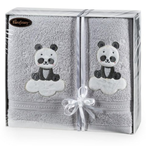 Komplet ręczników Baby63 50x90 + 70x140 Panda srebrny zestaw upominkowy 450g/m2 T/0736 Eurofirany Komplet ręczników Baby63 50x90 + 70x140 Panda srebrny zestaw upominkowy 450g/m2 T/0736 Eurofirany