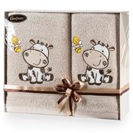 Komplet ręczników Baby67 50x90 + 70x140 Krówka beżowy zestaw upominkowy 450g/m2 T/0735 Eurofirany