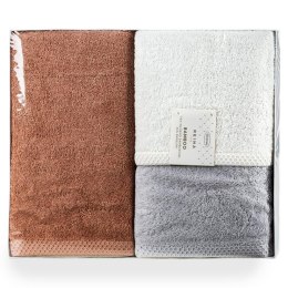 Komplet ręczników Harmony 3 szt 30x50 biały srebrny pudrowy zestaw upominkowy 500g/m2 T/0754 Eurofirany